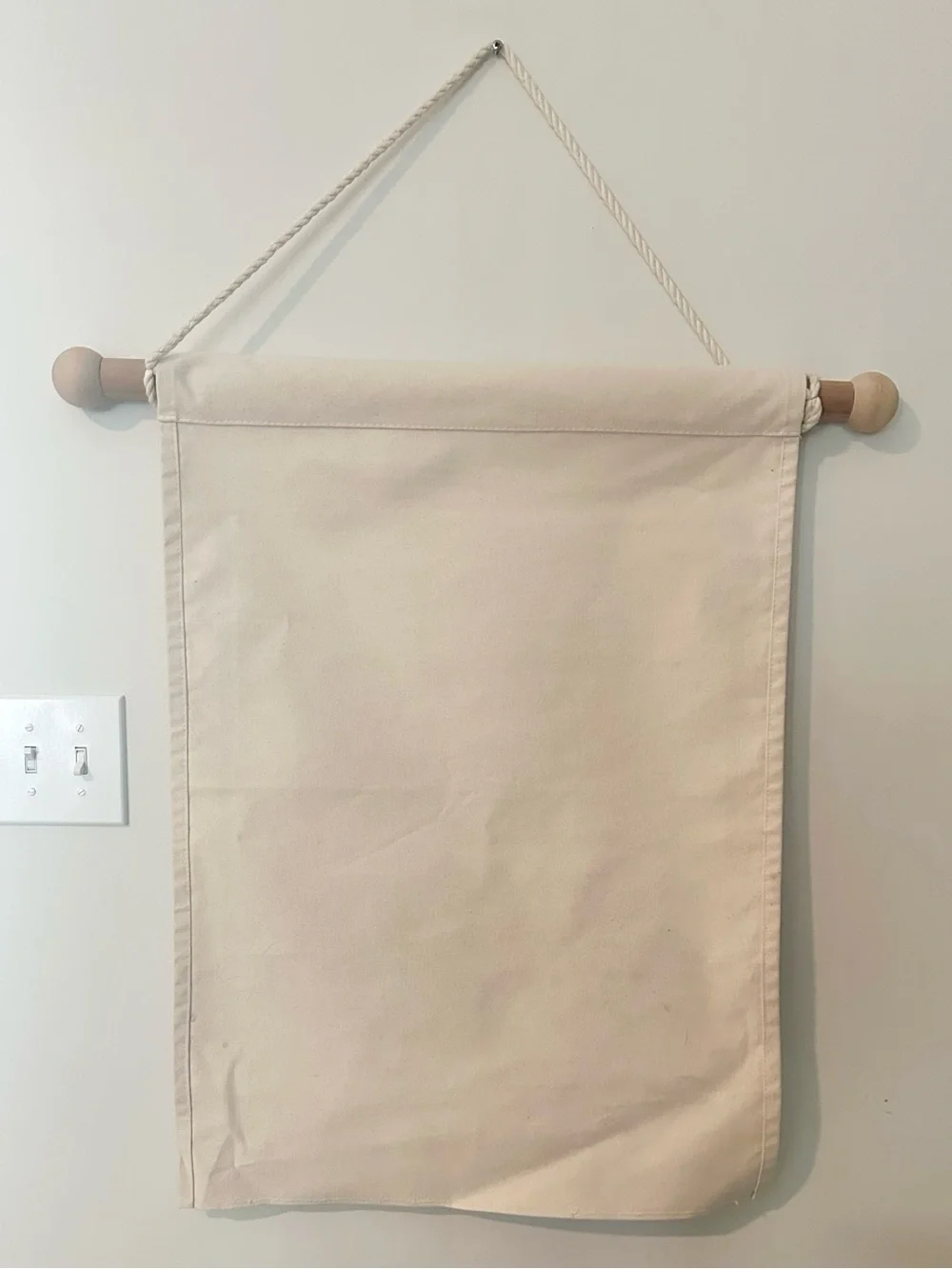 Vintage Canvas Teddy Bear Wall Hanging - Cream and Blue